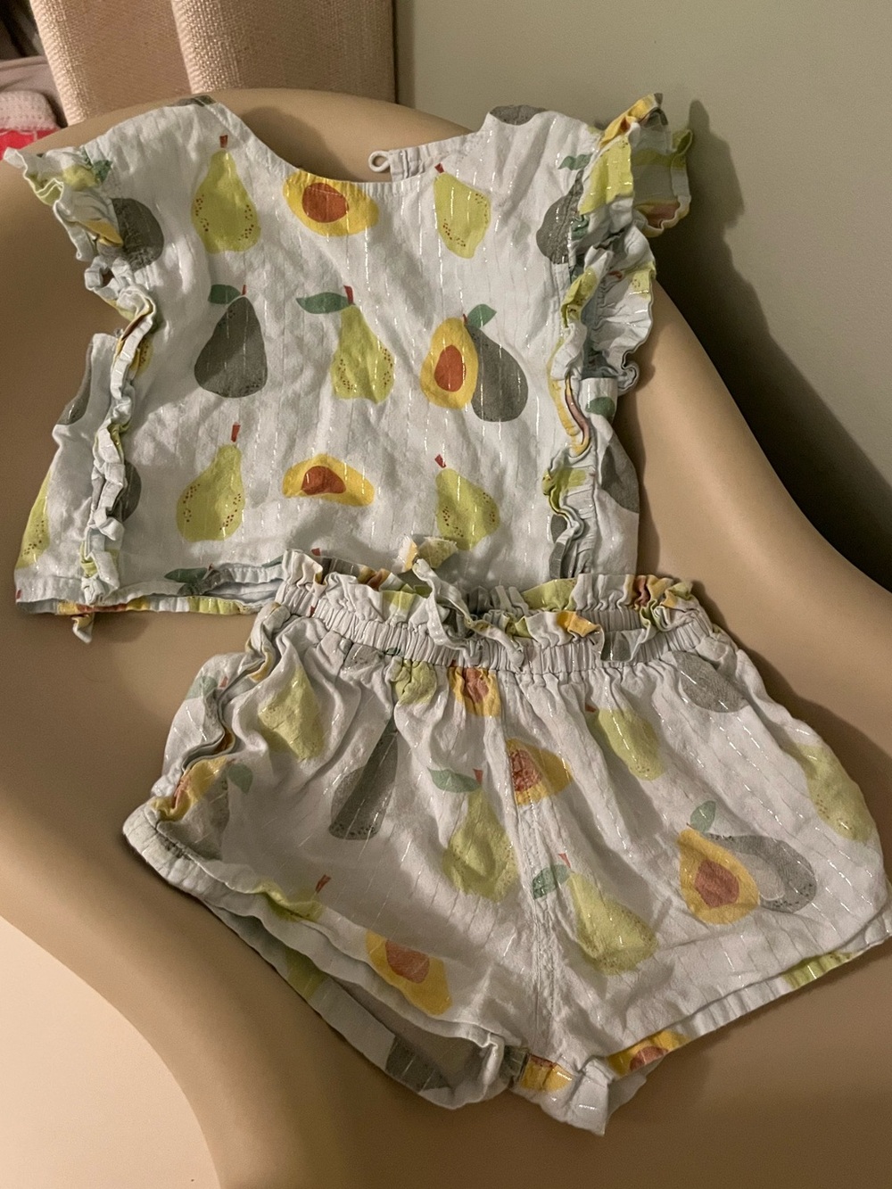Pink chicken avocado shirt and shorts set